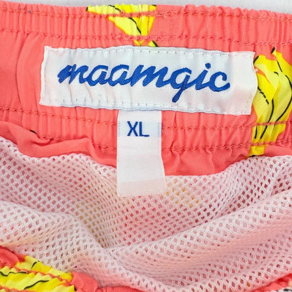 Maamgic Mens Swim Trunks XL Banana Print Mesh Lined Quick Dry Shorts 7
